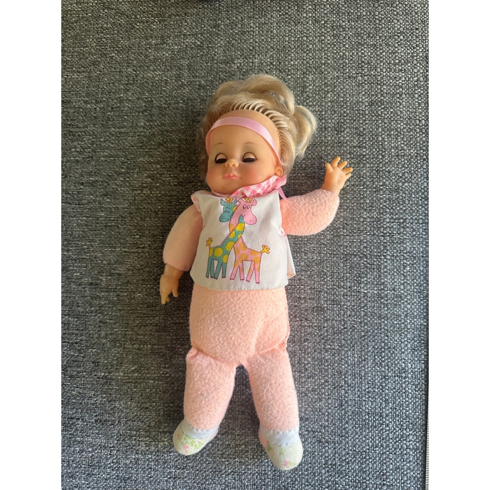 Vintage Baby Doll Giraffe Outfit Blonde Hair Pink Outfit Play Toy 1974